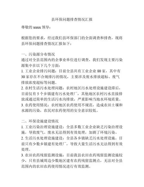 县环保问题排查情况汇报