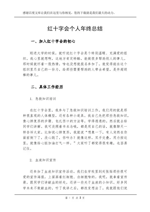 红十字会个人年终总结