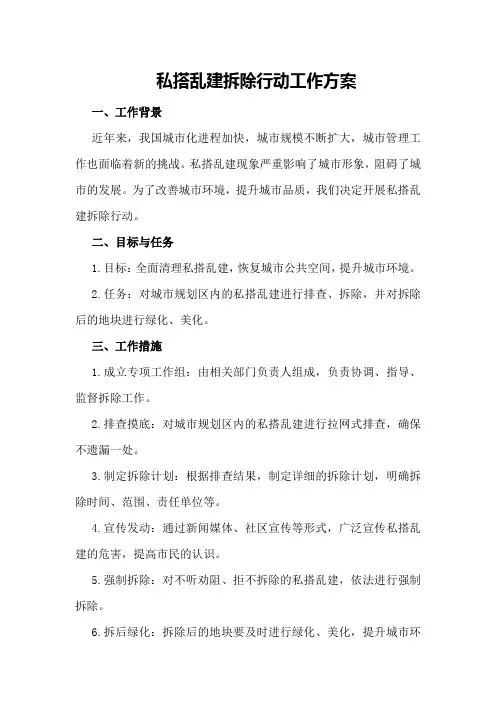 私搭乱建拆除行动工作方案