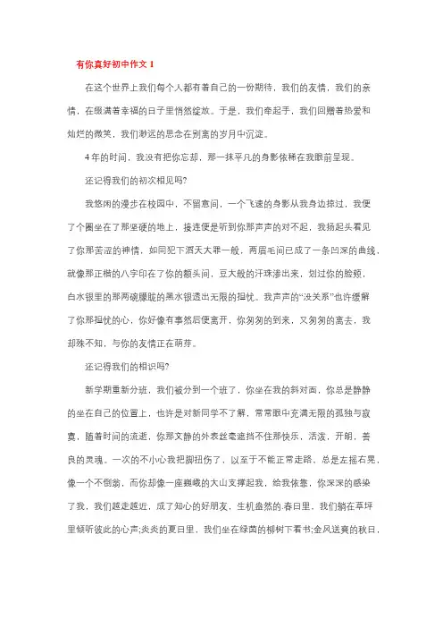初三作文有你真好800字