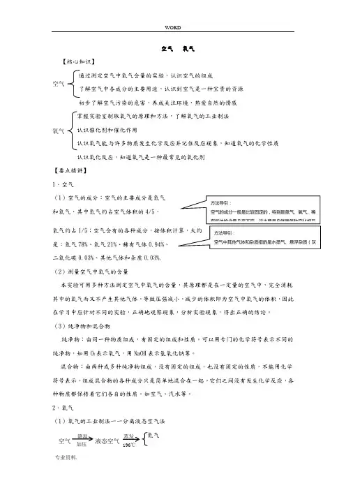 八年级(下册)第二章空气与生命精讲精练