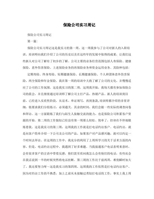 保险公司实习周记