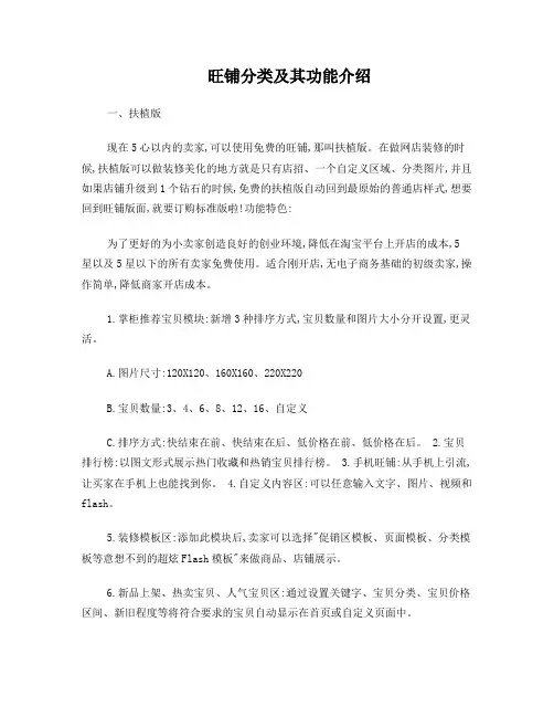 旺铺分类及功能介绍