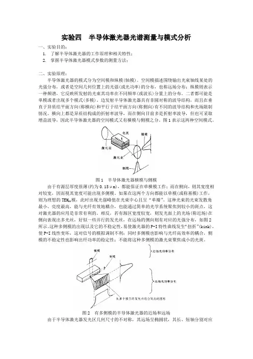 实验一半导体激光器pi特性曲线测量