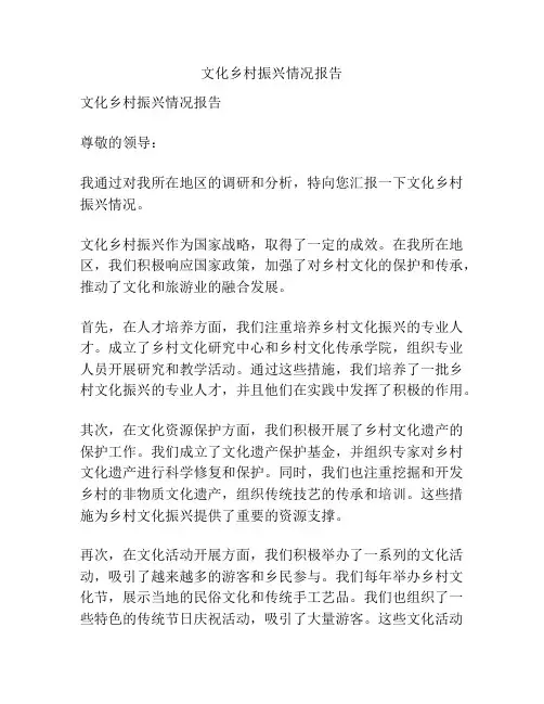 文化乡村振兴情况报告