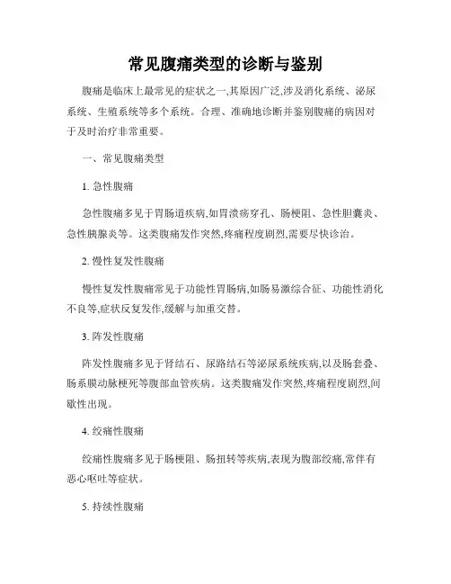 常见腹痛类型的诊断与鉴别