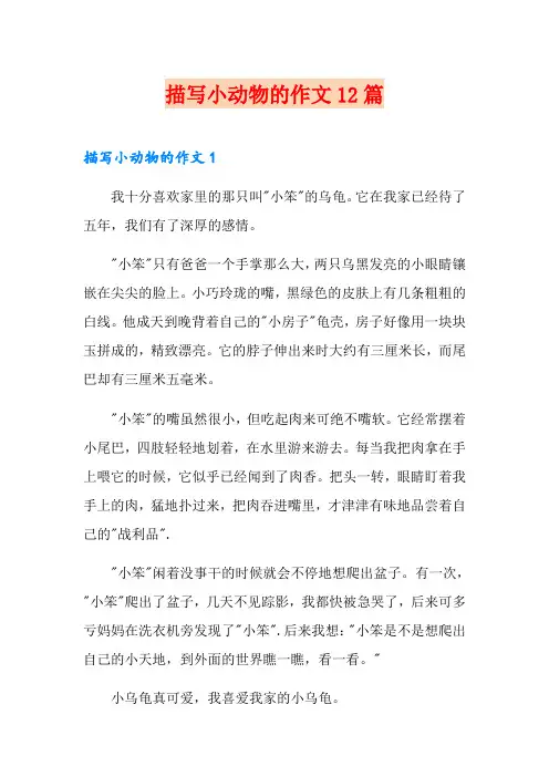 描写小动物的作文12篇