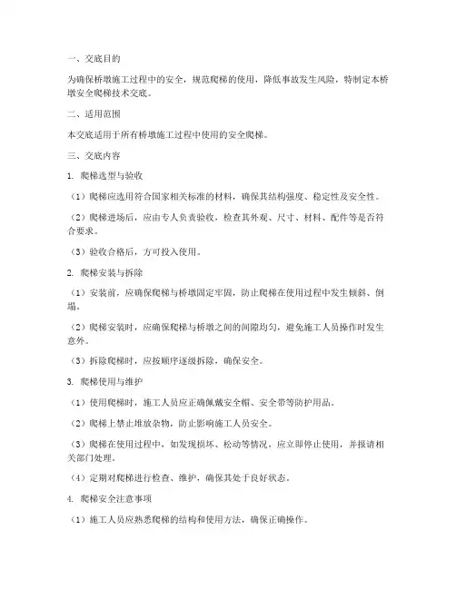 桥墩安全爬梯技术交底模板