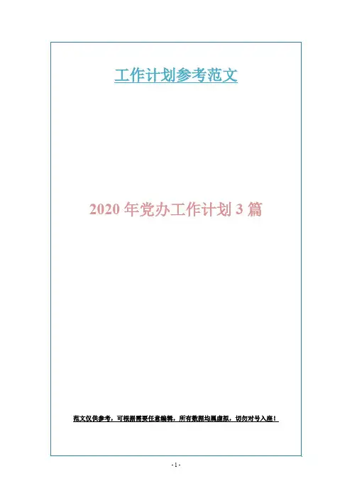 2020年党办工作计划3篇