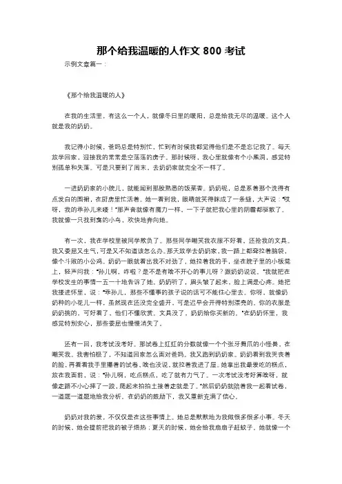 那个给我温暖的人作文800考试