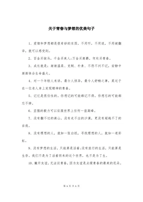 关于青春与梦想的优美句子