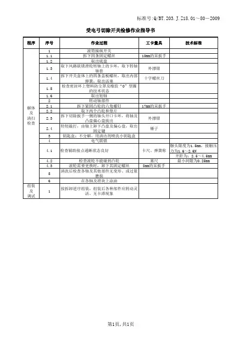 受电弓切除开关检修作业指导书