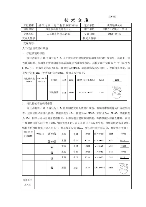 玻璃纤维筋钢筋技术交底