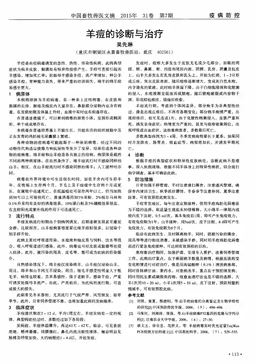 羊痘的诊断与治疗