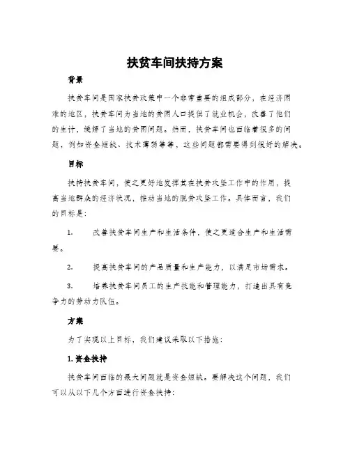 扶贫车间扶持方案