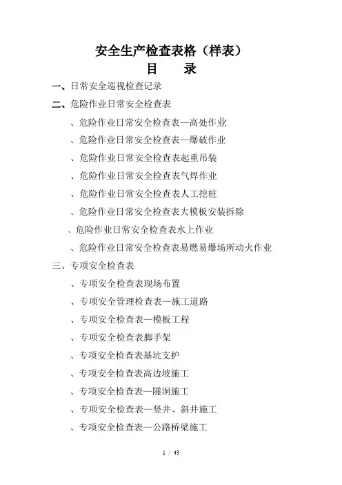 安全生产检查表格