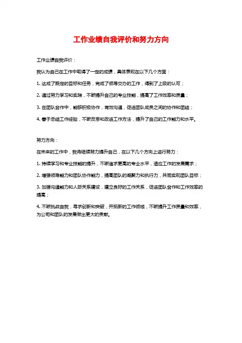 工作业绩自我评价和努力方向