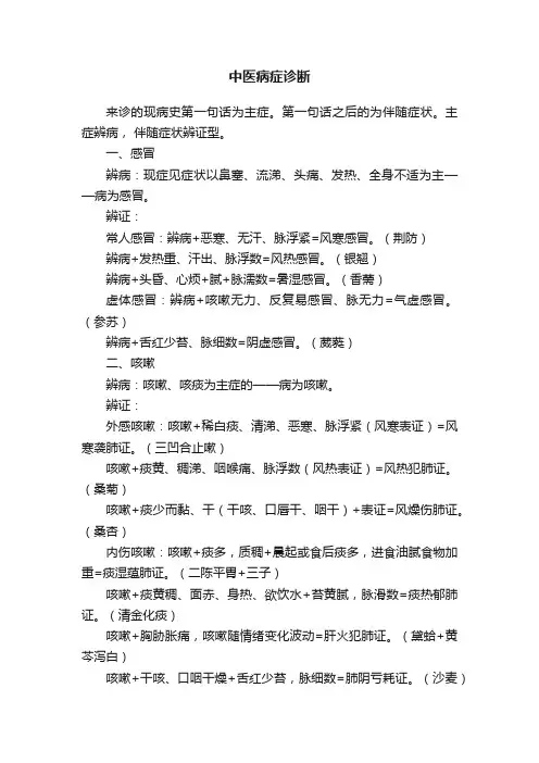 中医病症诊断
