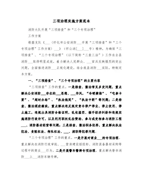 三项治理实施方案范本(二篇)