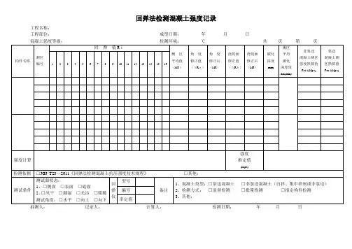回弹法检测混凝土强度记录表格