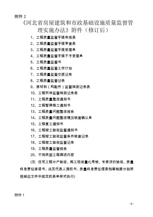 河北省工程质量监督用表格