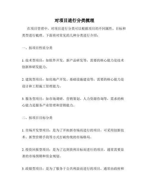 对项目进行分类梳理