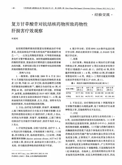 复方甘草酸苷对抗结核药物所致药物性肝损害疗效观察