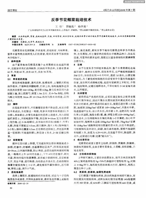 反季节花椰菜栽培技术