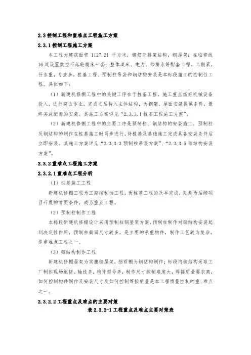 控制工程及重难点工程施工方案