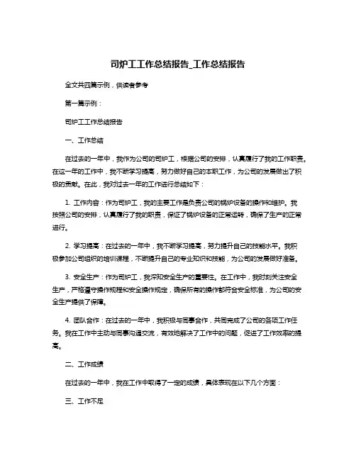 司炉工工作总结报告_工作总结报告