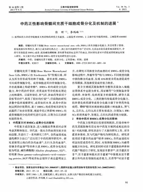 中药正性影响骨髓间充质干细胞成骨分化及机制的进展