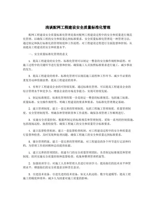 浅谈配网工程建设安全质量标准化管理