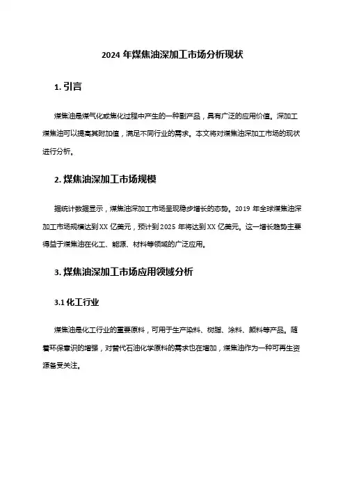 2024年煤焦油深加工市场分析现状