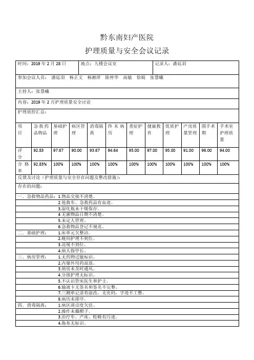 护理质量与安全会议记录
