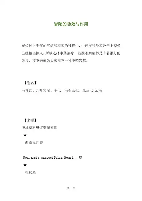 岩陀的功效与作用