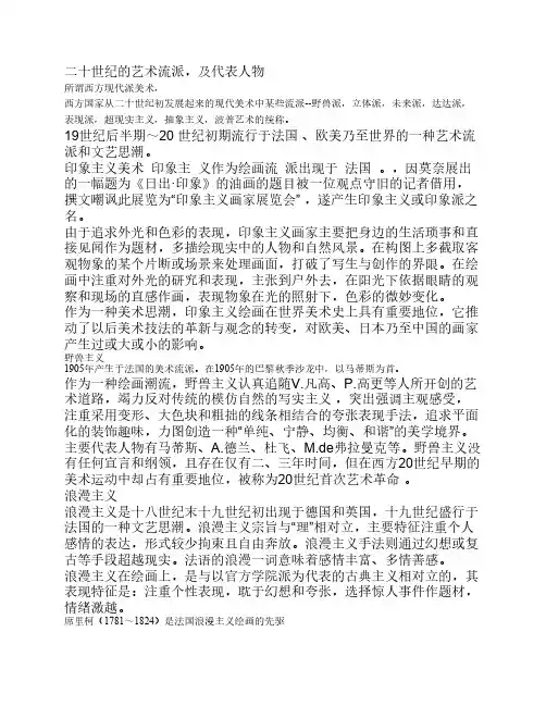 欧洲二十世纪的艺术流派