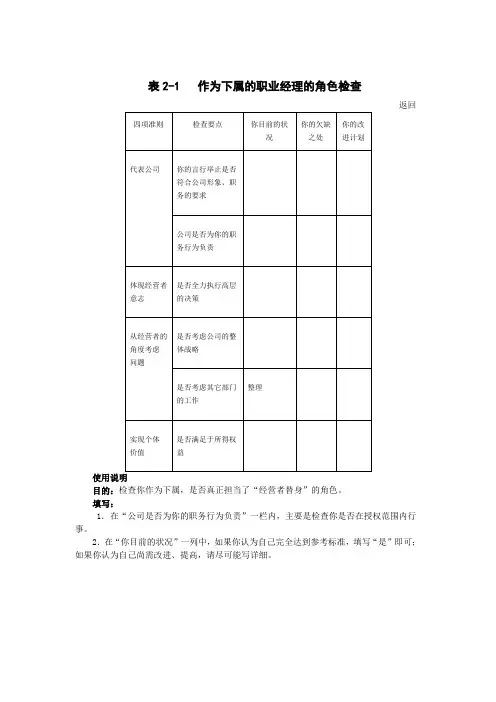 职业经理人调查表