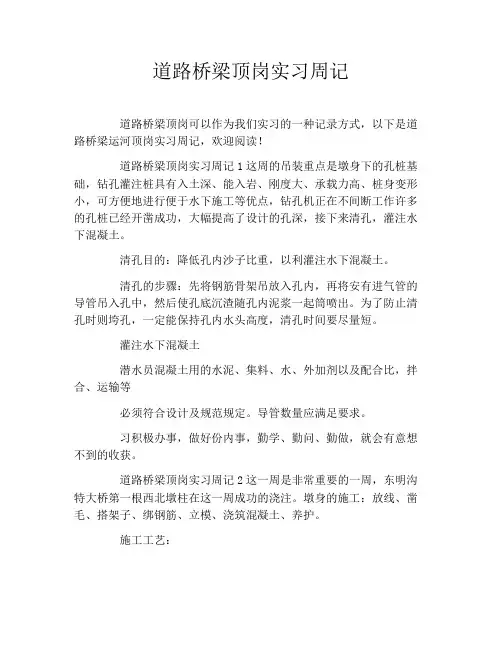 道路桥梁顶岗实习周记