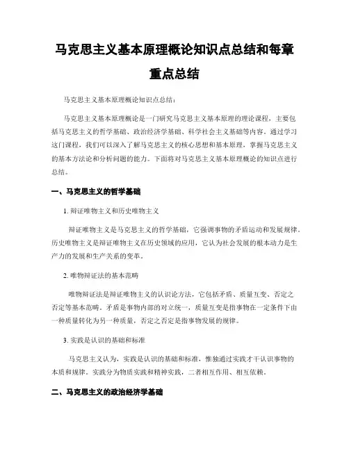 马克思主义基本原理概论知识点总结和每章重点总结