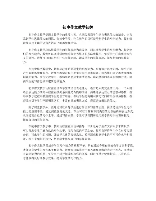 初中作文教学初探