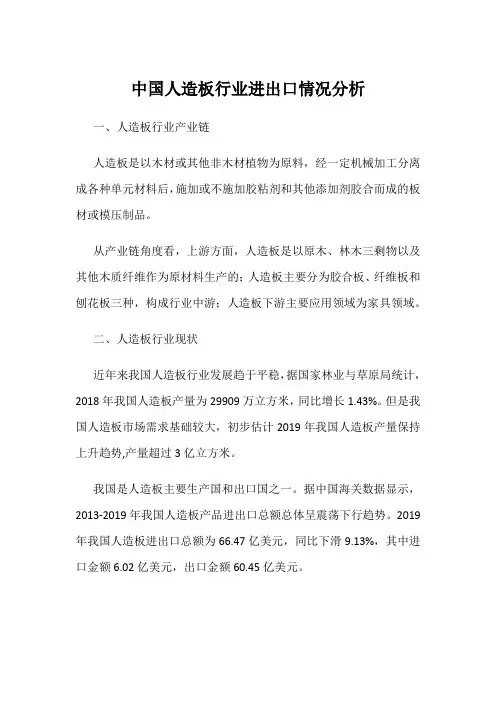 中国人造板行业进出口情况分析