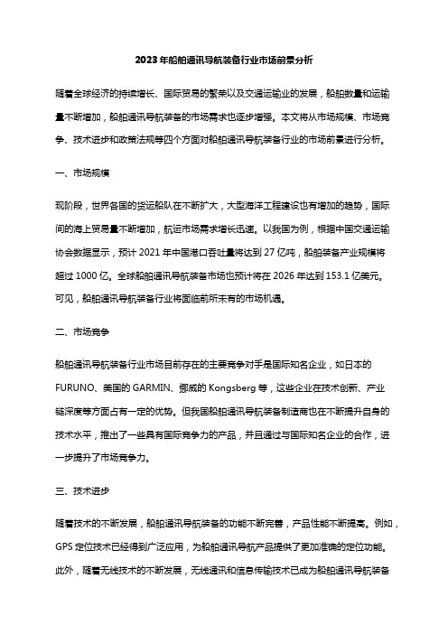 2023年船舶通讯导航装备行业市场前景分析