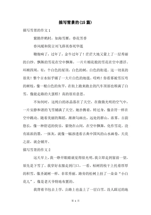 描写雪景的(15篇)