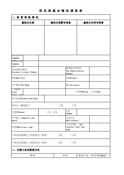 供应商基本情况调查表(1)