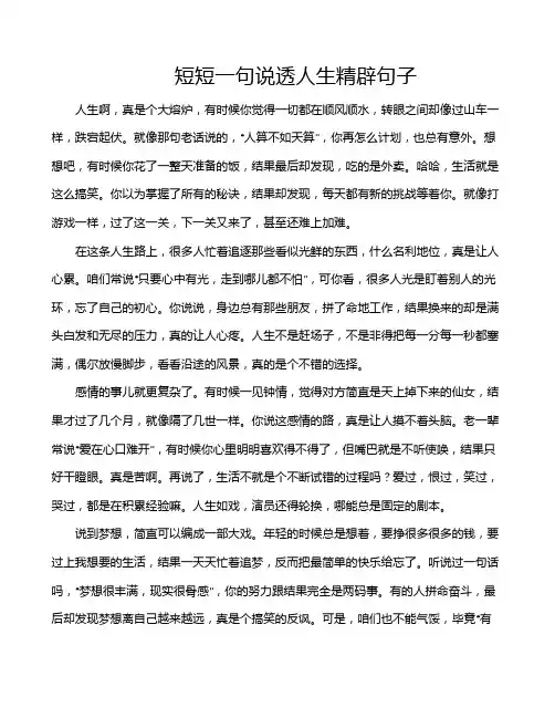 短短一句说透人生精辟句子