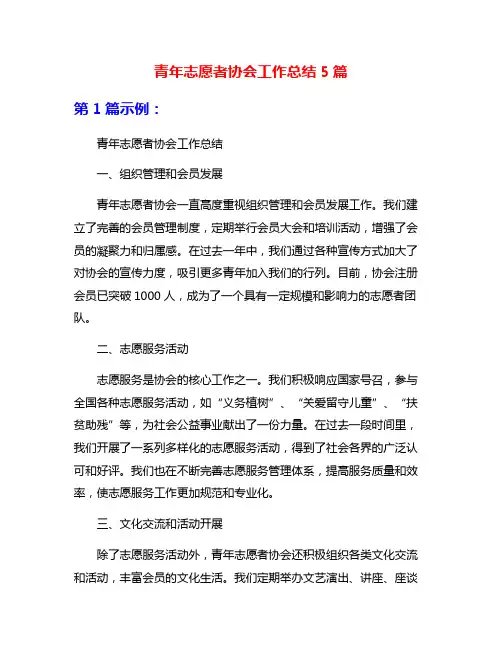 青年志愿者协会工作总结5篇
