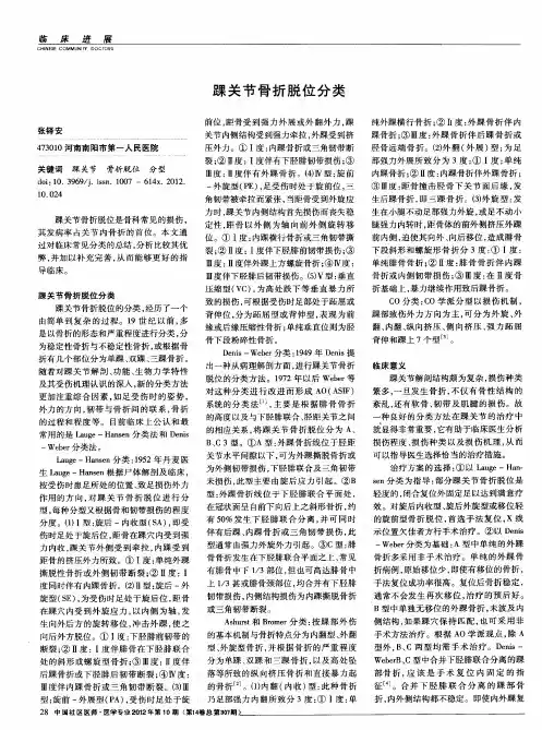踝关节骨折脱位分类