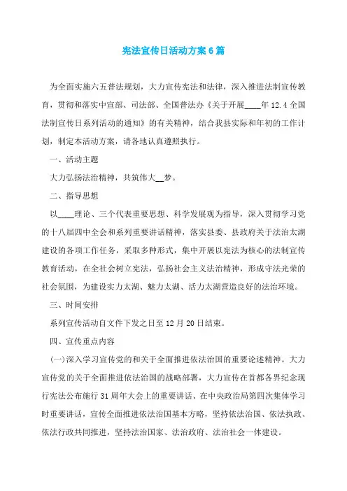 宪法宣传日活动方案6篇