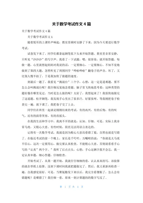 关于数学考试作文4篇