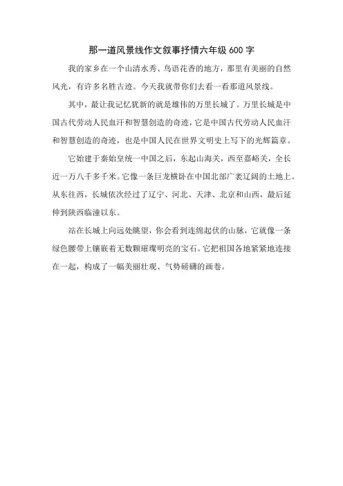 那一道风景线作文叙事抒情六年级600字